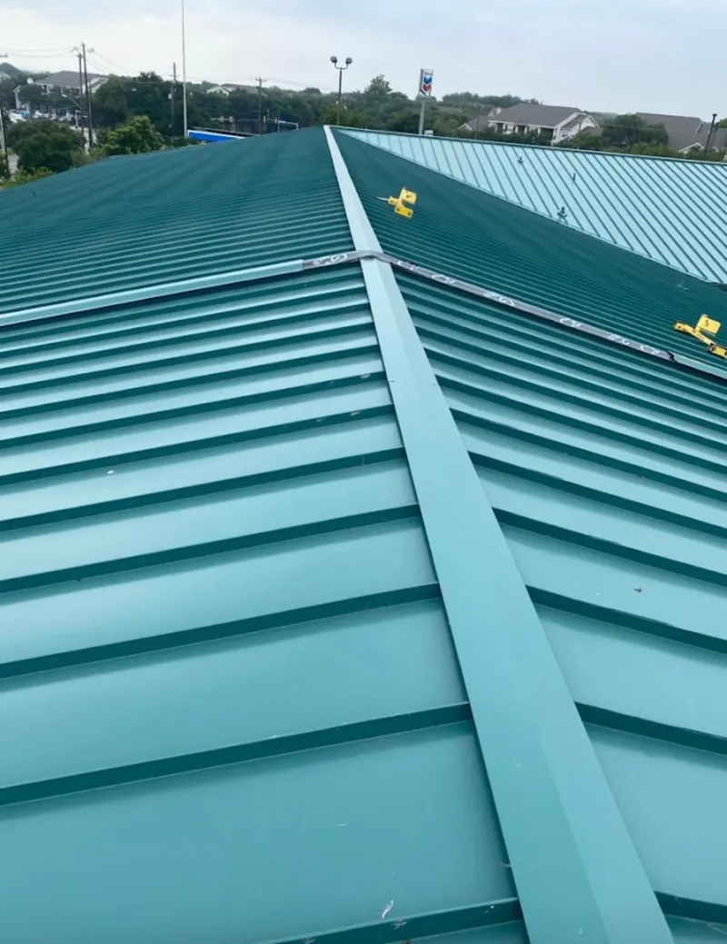 Green commercial metal roof ridge and valley for Metal Roof Repair in South Elgin